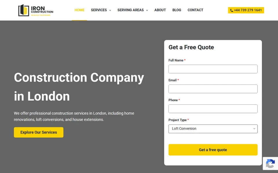 The top of ironconstruction.uk