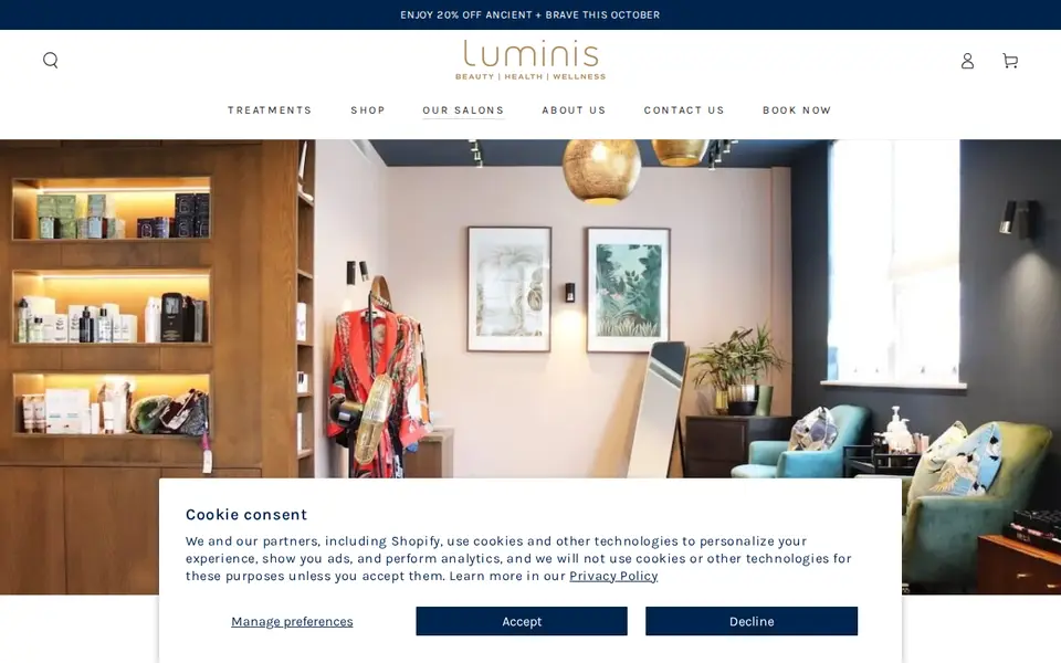 The top of luminisbeauty.co.uk