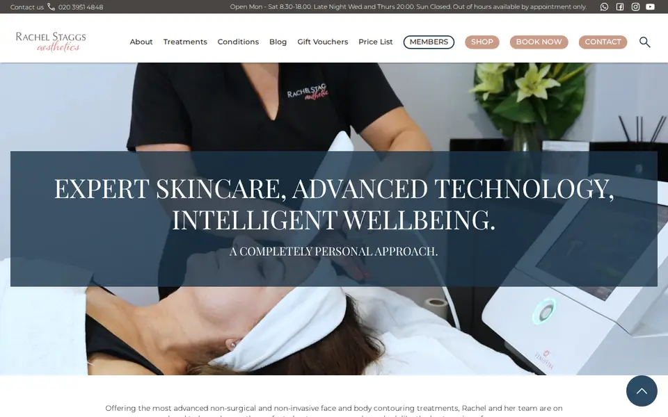 The top of rachelstaggsaesthetics.co.uk
