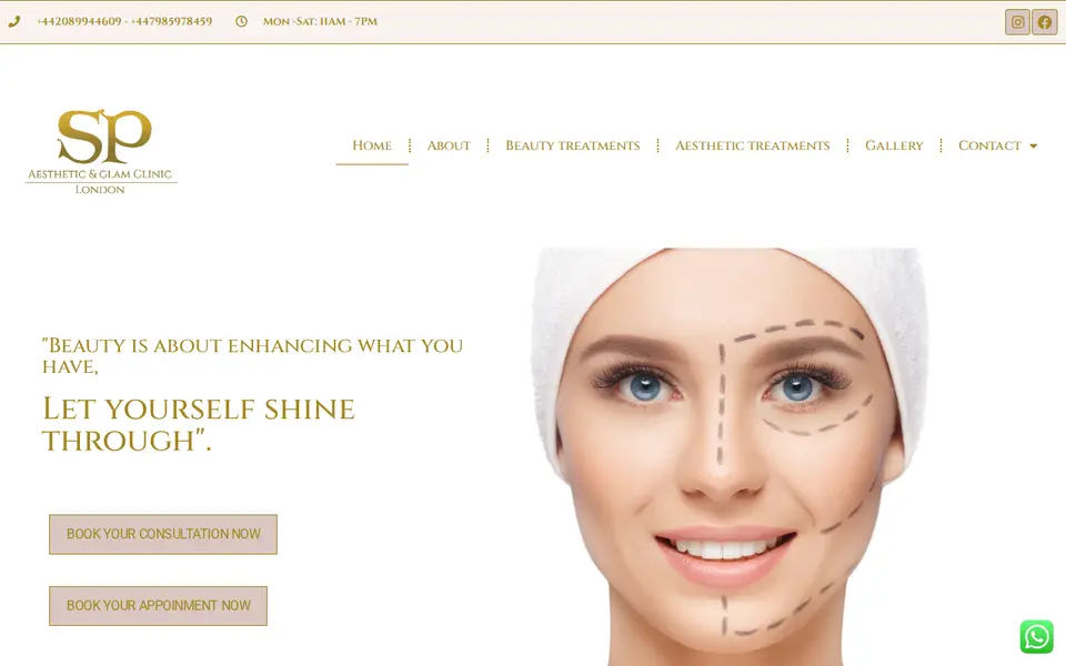 The top of spaestheticglamcliniclondon.com