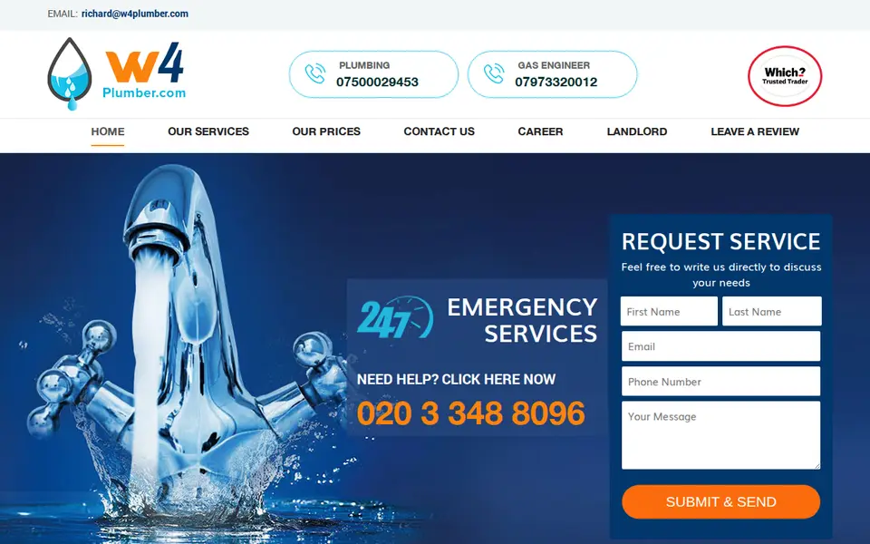 The top of w4plumber.com