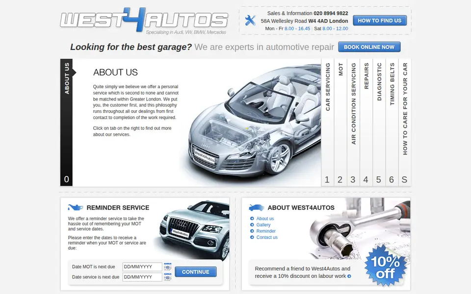 The top of west4autos.co.uk