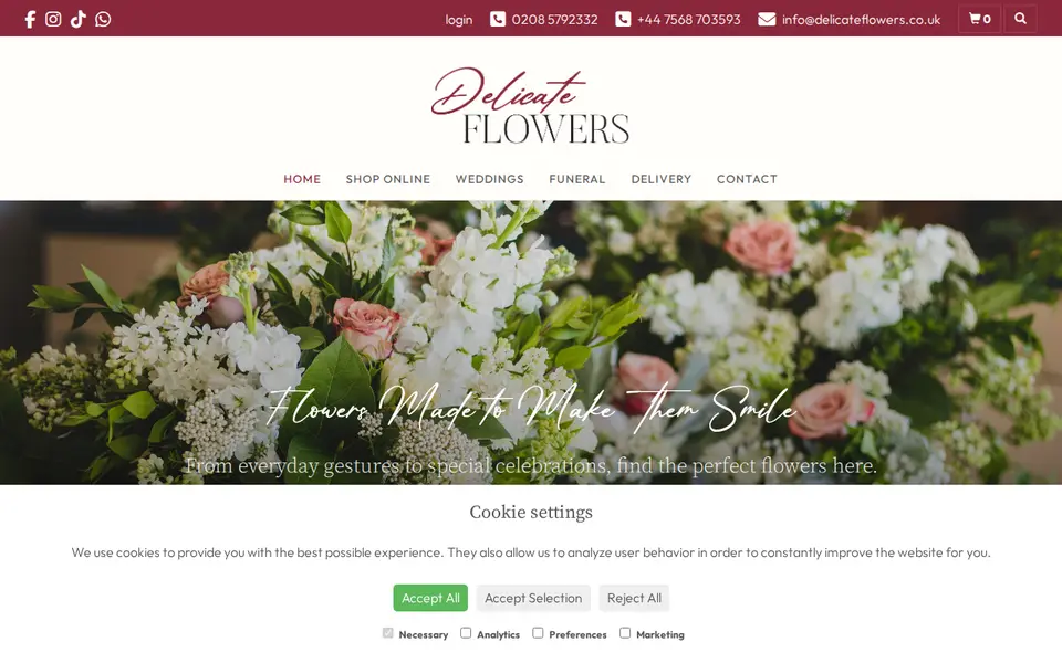 The top of delicateflowers.co.uk