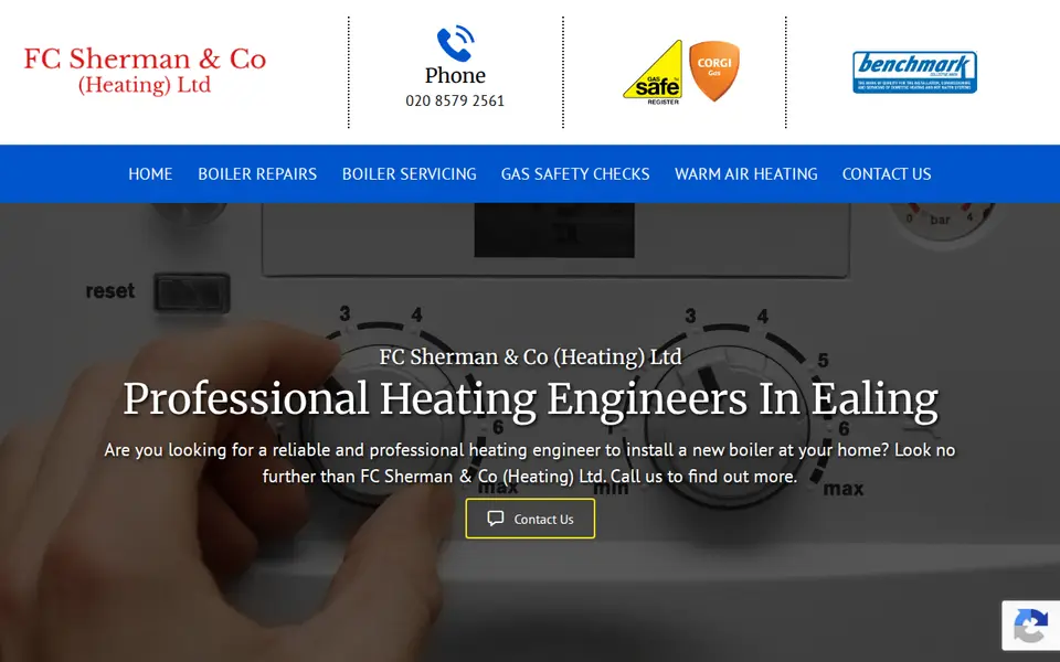 The top of thecentralheating.co.uk