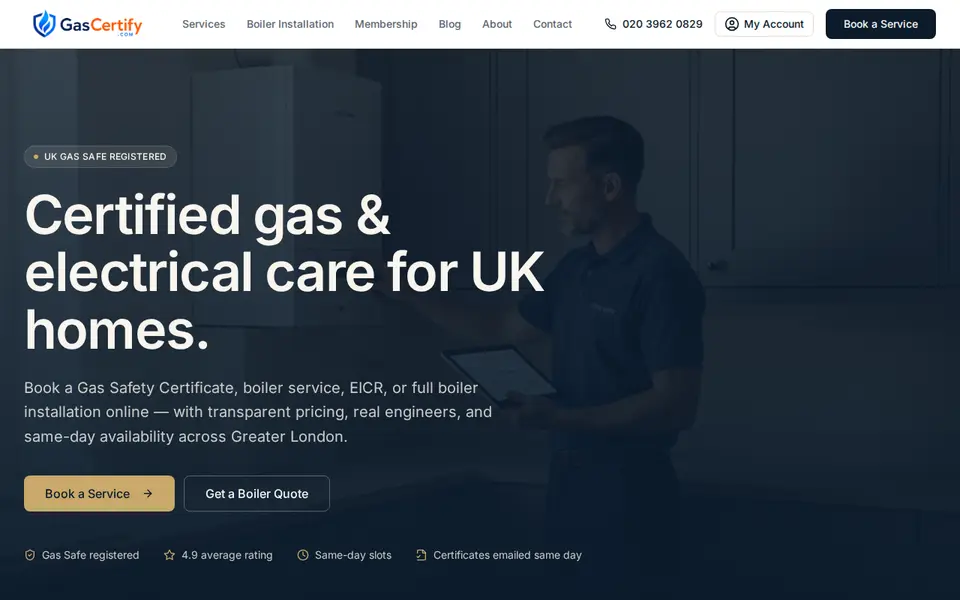 The top of gascertify.com