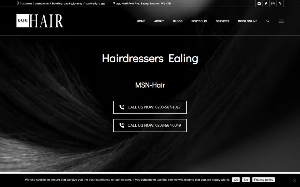 The top of msn-hair.co.uk