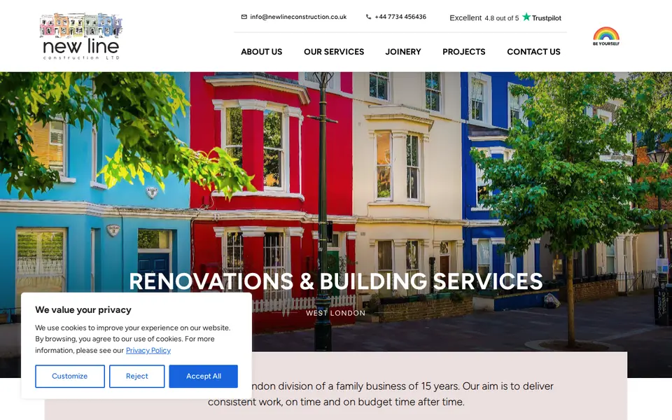 The top of newlineconstruction.co.uk