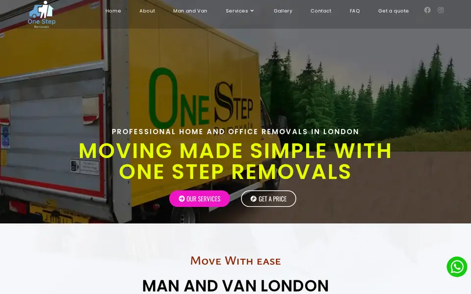 The top of onestepremovals.co.uk