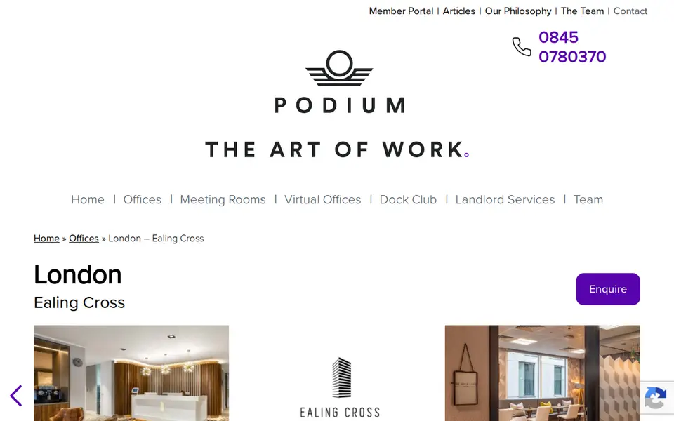 The top of podiumspace.co.uk