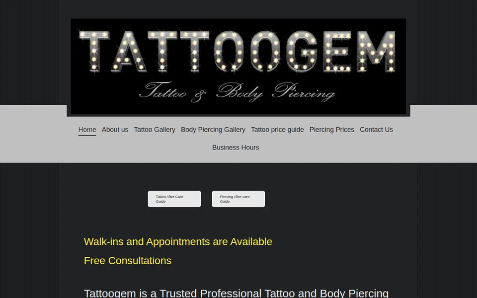 The top of tattoogem.co.uk