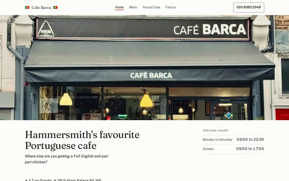 The top of cafebarca.co.uk