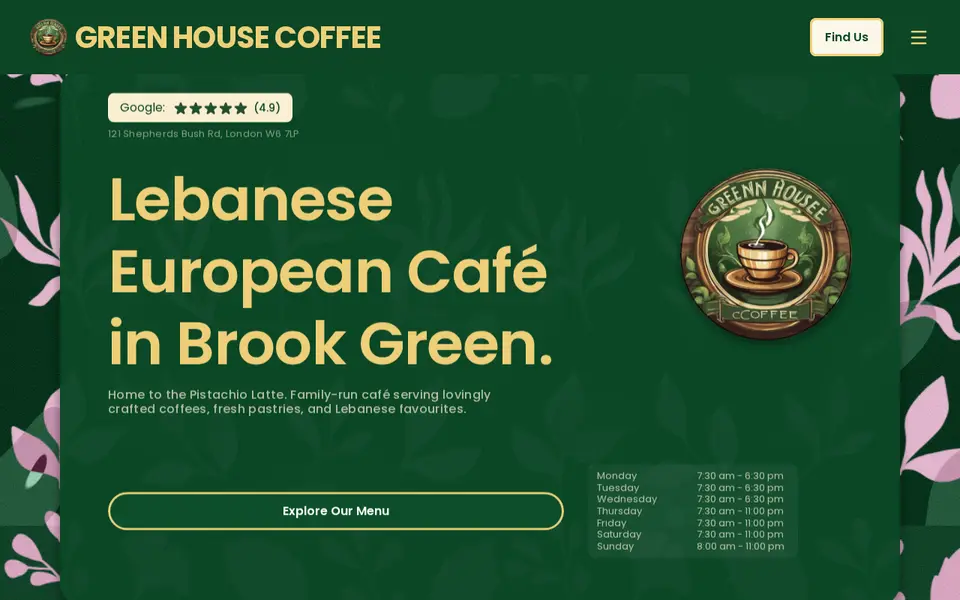The top of green-house-coffee.co.uk