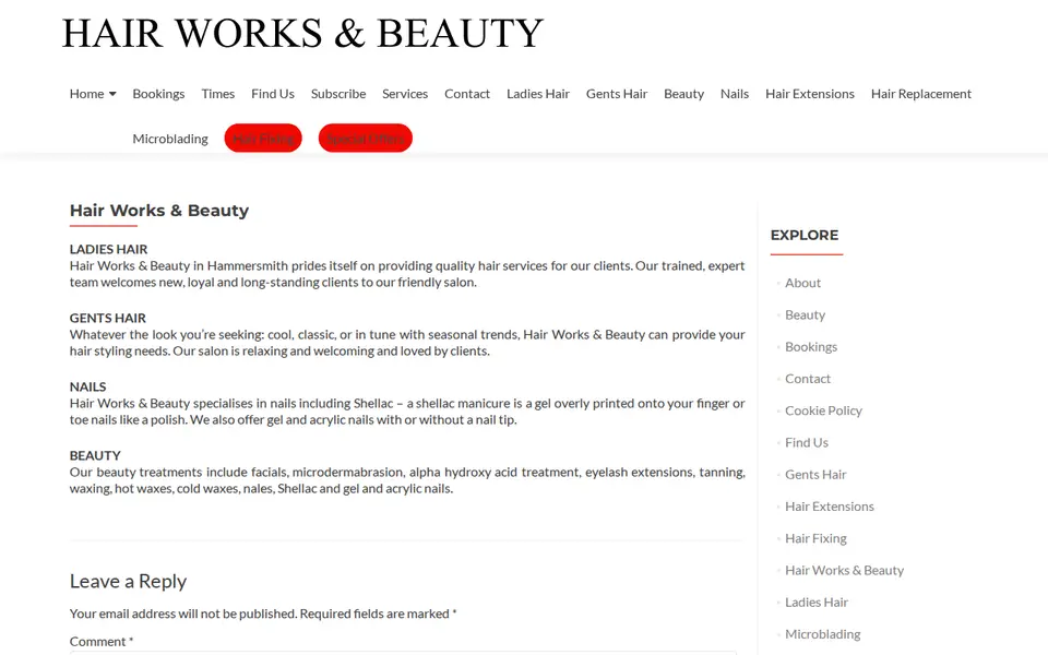 The top of hairworksandbeauty.com
