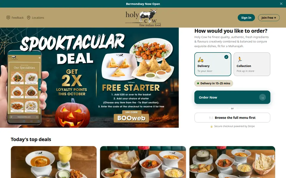 The top of orders.holycowonline.com