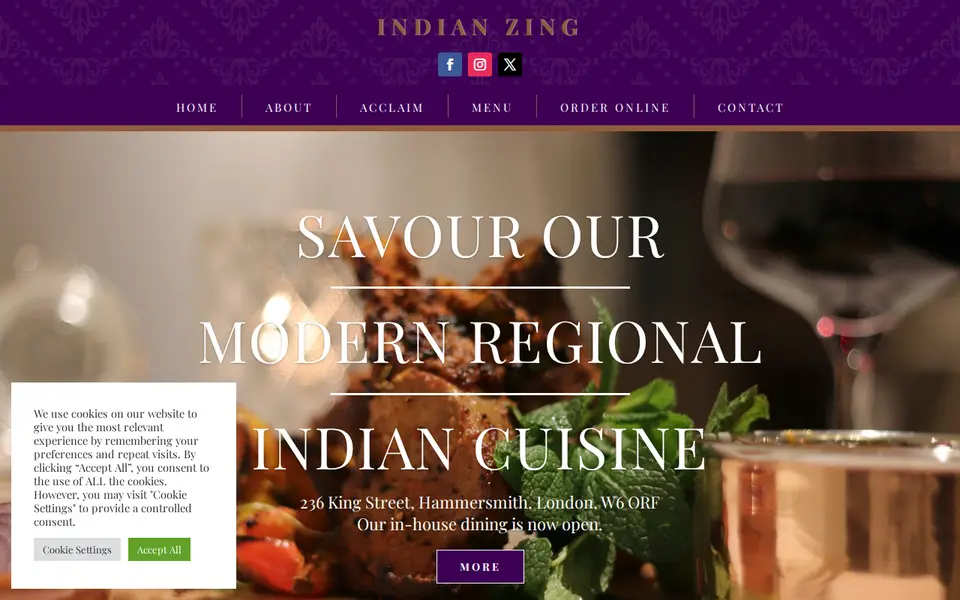 The top of indian-zing.co.uk