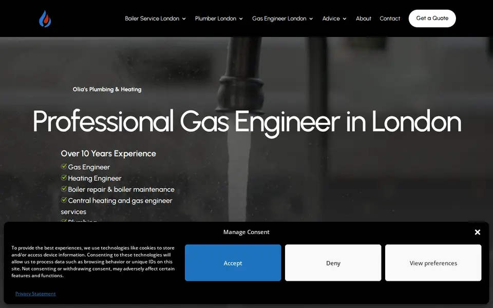 The top of oliasplumbingandheating.co.uk
