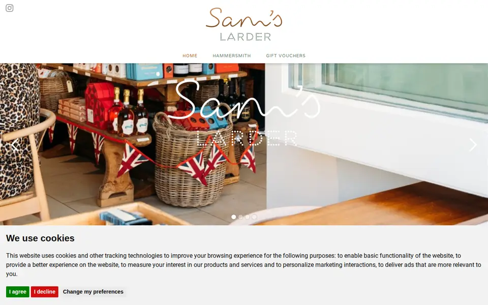 The top of samslarder.co.uk