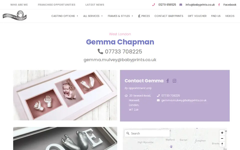 The top of babyprints.co.uk