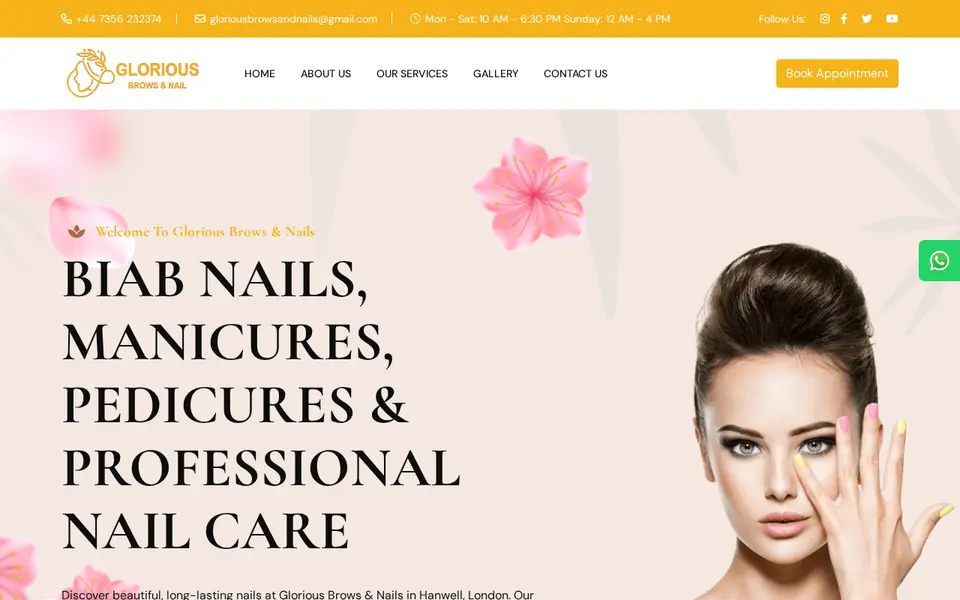 The top of gloriousbrowsandnails.com