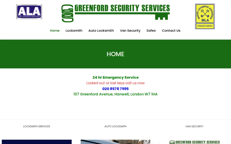 The top of greenfordsecurity.co.uk