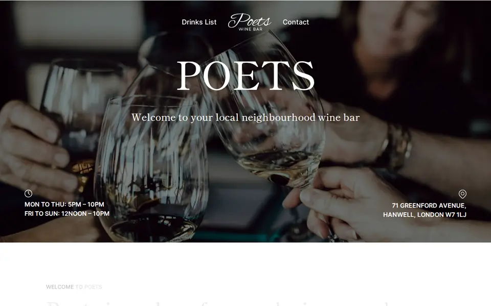 The top of poetswinebar.co.uk