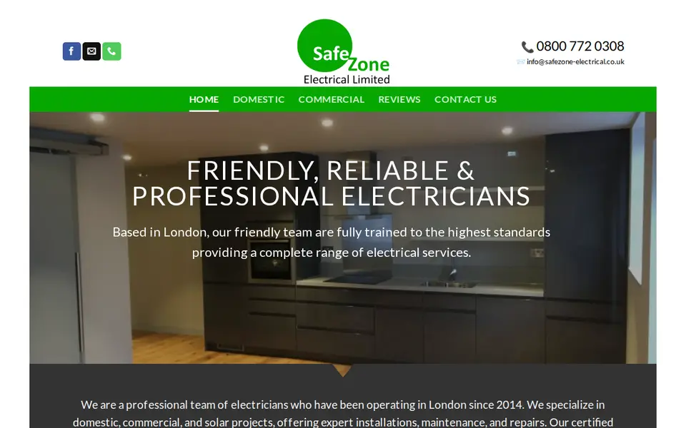 The top of safezone-electrical.co.uk